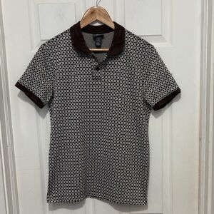 H&M Men's Retro Patterned Knit Shirt in Brown and Cream